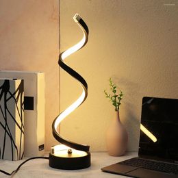 Table Lamps Modern Spiral LED Desk Lamp Minimalist 3 Colour Temperature Adjustable Bedside Art Night Light Bedroom Decor