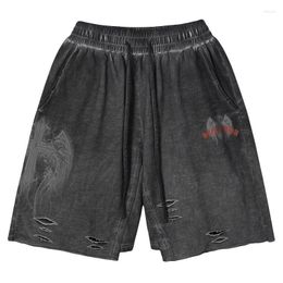 Men's Shorts Fashion Hi Street Vintage Ripped Short Joggers Streetwear Oversize Hip Hop Sweatshorts With Holes Sportswear