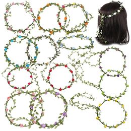 Hair Accessories Lady Boho Floral Flower Festival Wedding Garland Forehead Head Band White