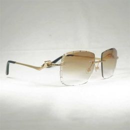 Luxury Designer High Quality Sunglasses 20% Off Vintage Diamond Cut Oversize Style Gafas Retro Shades Men Goggles for Driving Rimless Eyewear