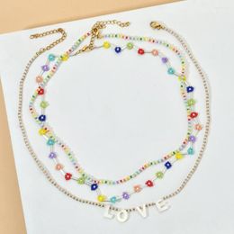 Choker ZMZY Love Simple Seed Beads Strand Necklace Women String Collar Colourful Handmade Bohemia Collier Femme Jewellery Gift