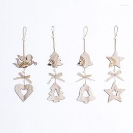 Christmas Decorations 2PCS Tree Wooden Pendant Cupid Star Bells Hanging Ornaments Party For Year