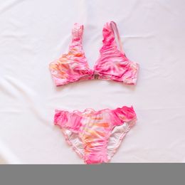 Swim wear Gradient Kids Girls Bikini Set Tie Dye Swimwear Swimming Suit Summer Children Biquini Infantil Swimsuit A244 230325