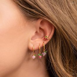 Dangle Earrings Shiny Fruit Accessories Crystal Stud For Women Cherry Pineapple Grapes Small Jewellery Gifts