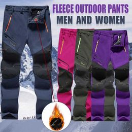 Men's Pants Winter Fleece Warm Men Pants Male Outdoor Snow Camping Hiking Work Pants Windproof Snowboard Ski Waterproof Breathable Trousers W0325