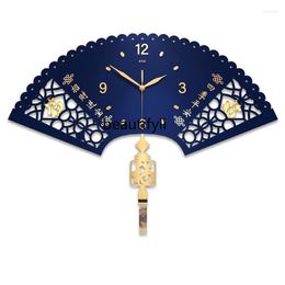 Wall Clocks Yj Chinese Style Clock Living Room Fan-Shaped Slightly Luxury Decoration