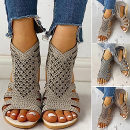 Sandals 2023 Woman Women Comfortable Back Zipper Flat Heel Fashion Shoes Female Hollow Out Fish Mouth Women's Footwear