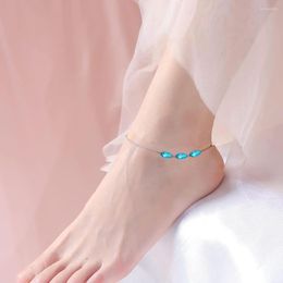 Anklets Crystal Stainless Steel Chain Anklet Cute Drizzle Beads For Women Girls Fashion Summer Beach Foot Jewelry Gift