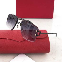 Luxury Designer High Quality Sunglasses 20% Off Ins product personality frameless square female metal wind outdoor driving card CA male matching box