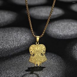 Pendant Necklaces QIAMNI Stainless Steel Viking Skull Necklace Gothic Norse Party Jewelry Hip Hop Punk Women Men Choker Accessories Gift