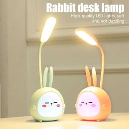 Desk Lamps Cute Cartoon LED Desk Lamp USB Recharge Eye Protective Colorful Night Light For Student Study Reading Book Bedroom Bedside Lamp P230412