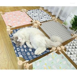 Cat Beds Elevated Bed House Hammocks Wood Canvas Lounge For Small Dogs Durable Pet Supplies