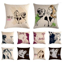 Pillow Creative Fashion Modern Makeup Artist Printed Linen Cover Sofa Bed Car Dec Brief Pillowcase Gifts ZY1288