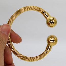 Bangle Very Heavy Copper Bracelet Fashion Ladies Luxury Gold Ring Set African Ethiopian Women Dubai Wedding GiftBangle