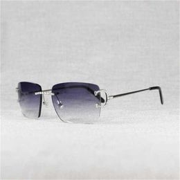Women's fashion designer sunglasses Rhinestone Wire Rimless Oval Men Stone Metal Frame Square Shades for Women Summer Club Oculos Eyewear