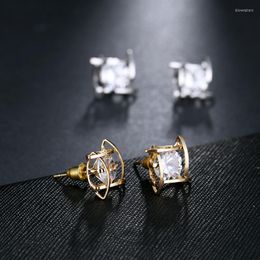 Stud Earrings 2023 NoEnName_Null Fashion Jewelry For Spring Summer Woman Fashionable Cz Crystal Square Shaped Brincos