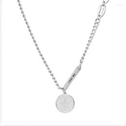 Chains Vintage Carved Coin Necklace For Women Stainless Steel Silver Colour Medallion Pendant Chain Long Choker Jewellery Collier