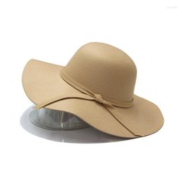 Stingy Brim Hats Hat Fedora Ladies Top Classic Fluffy Wide-brim Wool Felt Bowler Beach Warm Bucket Cap