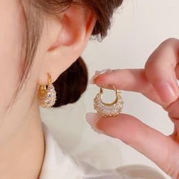 Hoop Earrings 14K Gold Plated Full Cubic Zirconia Women Stylish Girl Accessories Party Daily Wearable Fashion Jewelry Drop Ship