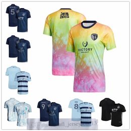 Custom Sporting Mens Women Youth Kansas City 10 Gianluca Busio 7 Johnny Russell 9 Alan Pulido 8 Graham Zusi Blue 2021 Secondary Replica Play