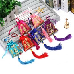 Christmas Decorations 3pcs/lot High-grade Stamping Blessing Silk Sachet Bag Empty Chinese Characteristics Gift