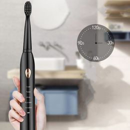 Ultrasonic Sonic Electric Toothbrush USB Rechargeable Tooth Brush Waterproof Tooth Cleaner 2 Minutes Timer Teeth Brush With 4Pcs Replacement Head Dropshipping