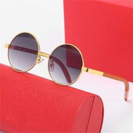 30% OFF Luxury Designer New Men's and Women's Sunglasses 20% Off round Frame fashion original wood spring leg trend versatile metal glassesKajia