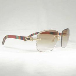 Fashion men's outdoor sunglasses Vintage Lenses Shape Oversize Men Diamond Cutting Rimless Glasses Natural Horn Shades for Summer Club Eyewear