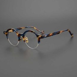 30% di sconto sui nuovi occhiali da sole da uomo e da donna firmati di lusso 20% di sconto abbagliamento colore piatto puro stile manuale occhiali da miopia rotondi giapponesi a mezza montatura tendenza