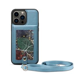 Necklace Graffiti Vogue Phone Case for iPhone 14 13 Pro Max Samsung Galaxy S23 Ultra S22 Plus Adjustable Lanyard Multiple Card Slots Leather Wallet Bracket Back Cover