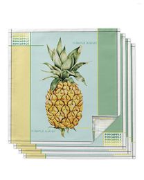 Table Napkin 4pcs Pineapple Letters Color Block Leaves Gradient Square Wedding Decoration Tablecloth Kitchen Serving Napkins