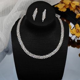 Necklace Earrings Set Sweet Shiny For Women Rhinestone Clavicle Chain Vintage Ladies Choker Wedding Banquet Jewelry