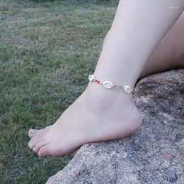Anklets Shell Color Bead Pendant Chain Type Anklet Bracelet Leg Feet Summer Beach Stainless Steel Adjustable Women's Jewelry Gift