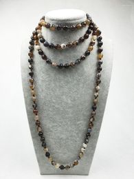 Chains ST0311 Fancy Long Stone Necklace Making 60 Inches Neckalce Coffee Fire Knots Mala