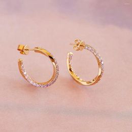 Hoop Earrings Twist Earring Gold Colour Micro Pave White Pink CZ Fashion Simple Women Jewellery Wholesale