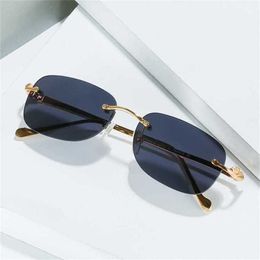 10% OFF Luxury Designer New Men's and Women's Sunglasses 20% Off Leopard head card frameless small square Metal optical myopia flat glassesKajia