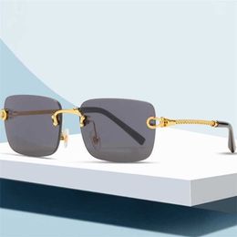 Luxury Designer High Quality Sunglasses 20% Off Rimless Rectangle Women Men Shades Gradient UV400 Retro Frameless TYJ-50