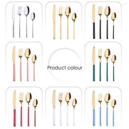 Dinnerware Sets 24pcs Stainless Steel Tableware Kitchen Cutlery Fork Gold Utensils Set Black Knife Spoon Dinner Tableable Wedding