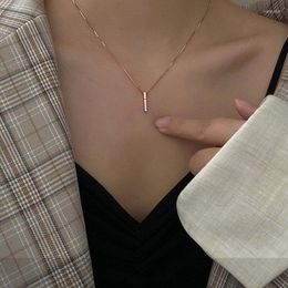 Pendant Necklaces Simple Strip Necklace Inlay Cubic Zircon Geometric Jewellery Gifts For Women Wedding Party Dainty Charm Clavicle Chain