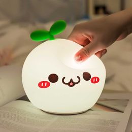 Night Lights Cartoon Soft Silicon LED Night Light USB Charging Touch Sensor Dimmable Colorful Desk Lamp For children Kids Gift 5V P230325