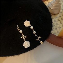 Stud Earrings Fashion Elegant Cute Opal Rose Flower For Women Students Delicate Gold Colour Flowers Earring Jewellery Oorbellen