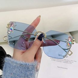 Luxury Designer New Men's and Women's Sunglasses 20% Off B family diamond rimmed thin for women fashionable sun protection glasses
