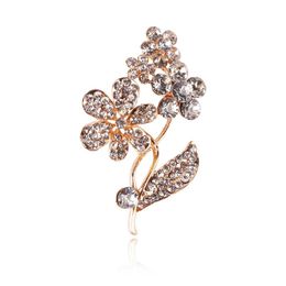 Brooches Pins 1pcs 33x55mm Esquisite And Fashion Korean Geometric Flower Brooch Rhinestone Alloy For Women Wedding Dress Accessories