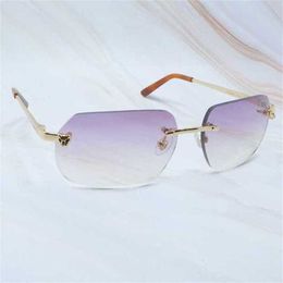 Luxury Designer High Quality Sunglasses 20% Off Panther Tint Fashion Summer Rimless Glasses Women Mens Brand EyewearKajia