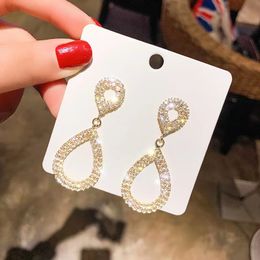 Trendy Crystal Round Pendant Drop Earrings For Women Fashion Pearl Charm Statement Jewelry Wedding Earrings Female