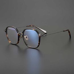 Luxury Designer Fashion Sunglasses 20% Off Elegant Colour Japanese high-end square glasses full frame large literary myopia men women do not pick face fashion