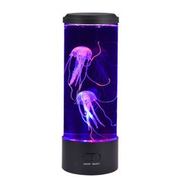 Night Lights LED Jellyfish Lava Lamp Colourful Bedroom Night Light Simulation Jellyfish Aquarium Tank Light For Home Bedroom Office Decoration P230325