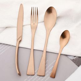 Dinnerware Sets Matte 18/10 Stainless Steel Rose Gold Cutlery Set 4Pcs Tableware Dinner Knife Spoon Fork Flatware Dishwasher Safe