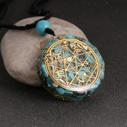 Pendant Necklaces Round Statement Crystal Resin Orgone Necklace Chip Stone Turquoises Reiki Healing Chakra Jewellery Gifts For Men Women