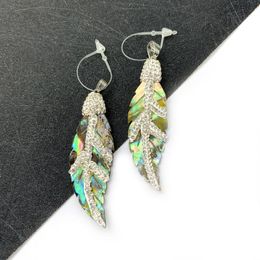 Charms Fashion Abalone Shell Pendant Leaf Shape Necklace Accessories Colourful Diamond DIY Handmade Earrings Jewellery Gift